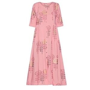 Utsa Maxi Dress Pink Floral Print Button Front Casual Dress Size L‎ P1